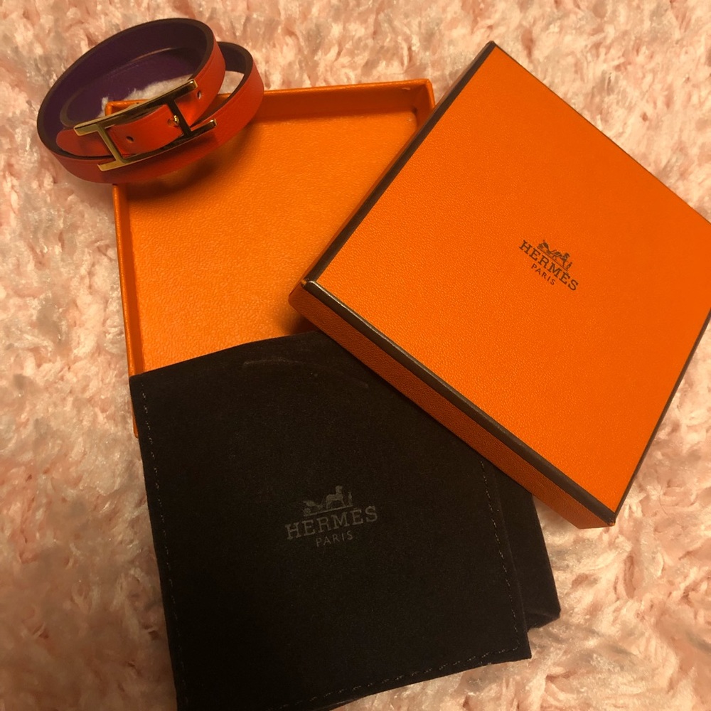 Hermès Rust Triple Wrap Behapi Bracelet/Red/Purple